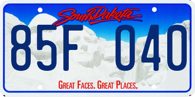 SD license plate 85FO40