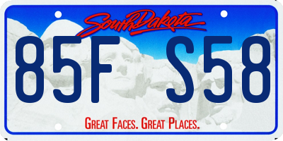 SD license plate 85FS58