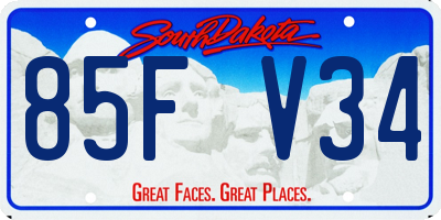 SD license plate 85FV34
