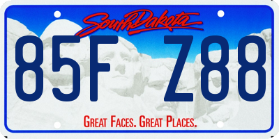 SD license plate 85FZ88