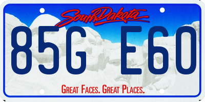 SD license plate 85GE60