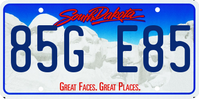 SD license plate 85GE85