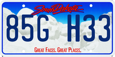SD license plate 85GH33