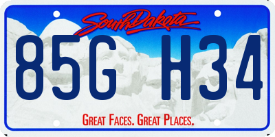 SD license plate 85GH34