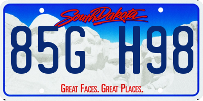 SD license plate 85GH98