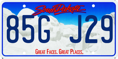 SD license plate 85GJ29