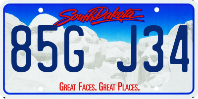 SD license plate 85GJ34