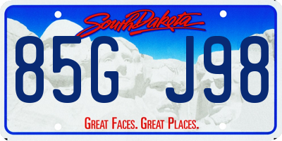 SD license plate 85GJ98