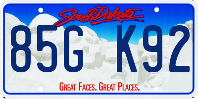 SD license plate 85GK92