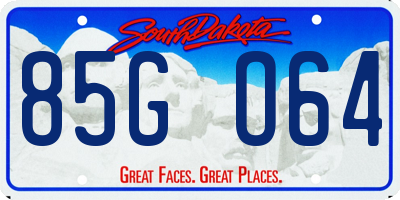SD license plate 85GO64