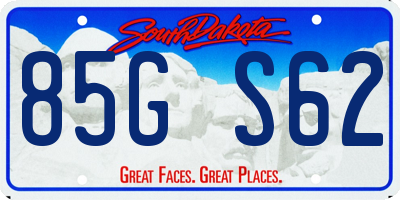SD license plate 85GS62