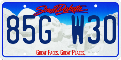 SD license plate 85GW30