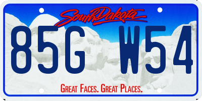 SD license plate 85GW54