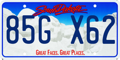 SD license plate 85GX62