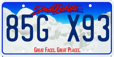 SD license plate 85GX93
