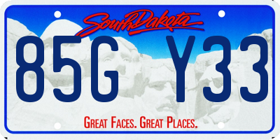 SD license plate 85GY33