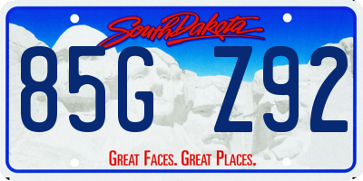 SD license plate 85GZ92