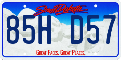 SD license plate 85HD57