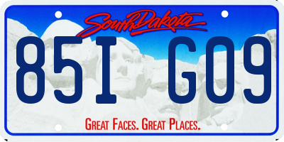 SD license plate 85IG09