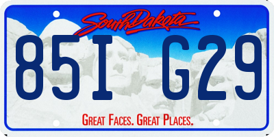 SD license plate 85IG29