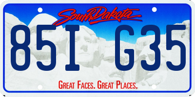 SD license plate 85IG35