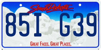 SD license plate 85IG39