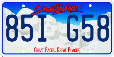 SD license plate 85IG58