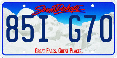 SD license plate 85IG70