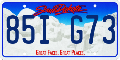 SD license plate 85IG73