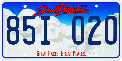 SD license plate 85IO20