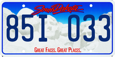 SD license plate 85IO33