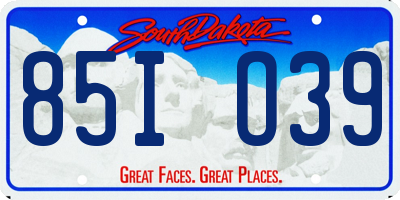 SD license plate 85IO39