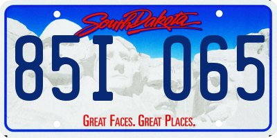 SD license plate 85IO65
