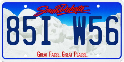 SD license plate 85IW56
