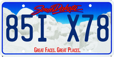 SD license plate 85IX78