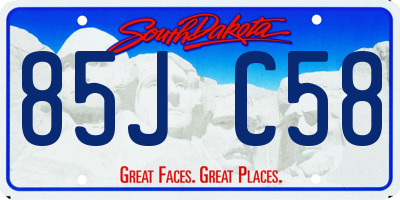 SD license plate 85JC58