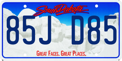 SD license plate 85JD85