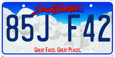 SD license plate 85JF42