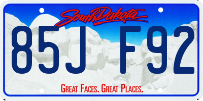 SD license plate 85JF92