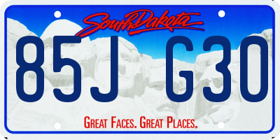 SD license plate 85JG30