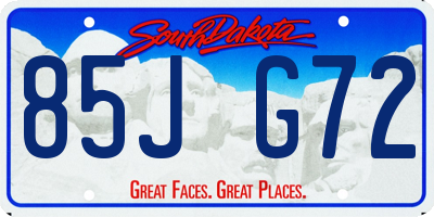 SD license plate 85JG72