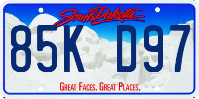 SD license plate 85KD97