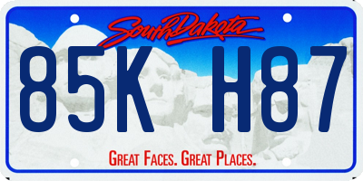 SD license plate 85KH87