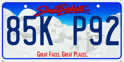 SD license plate 85KP92