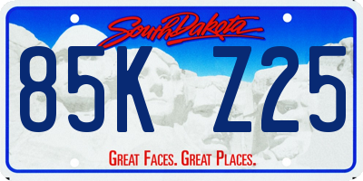 SD license plate 85KZ25