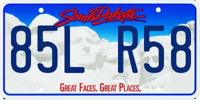 SD license plate 85LR58