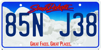 SD license plate 85NJ38