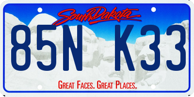 SD license plate 85NK33