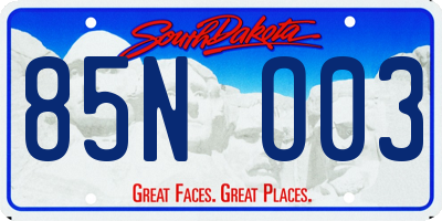 SD license plate 85NO03