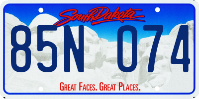SD license plate 85NO74